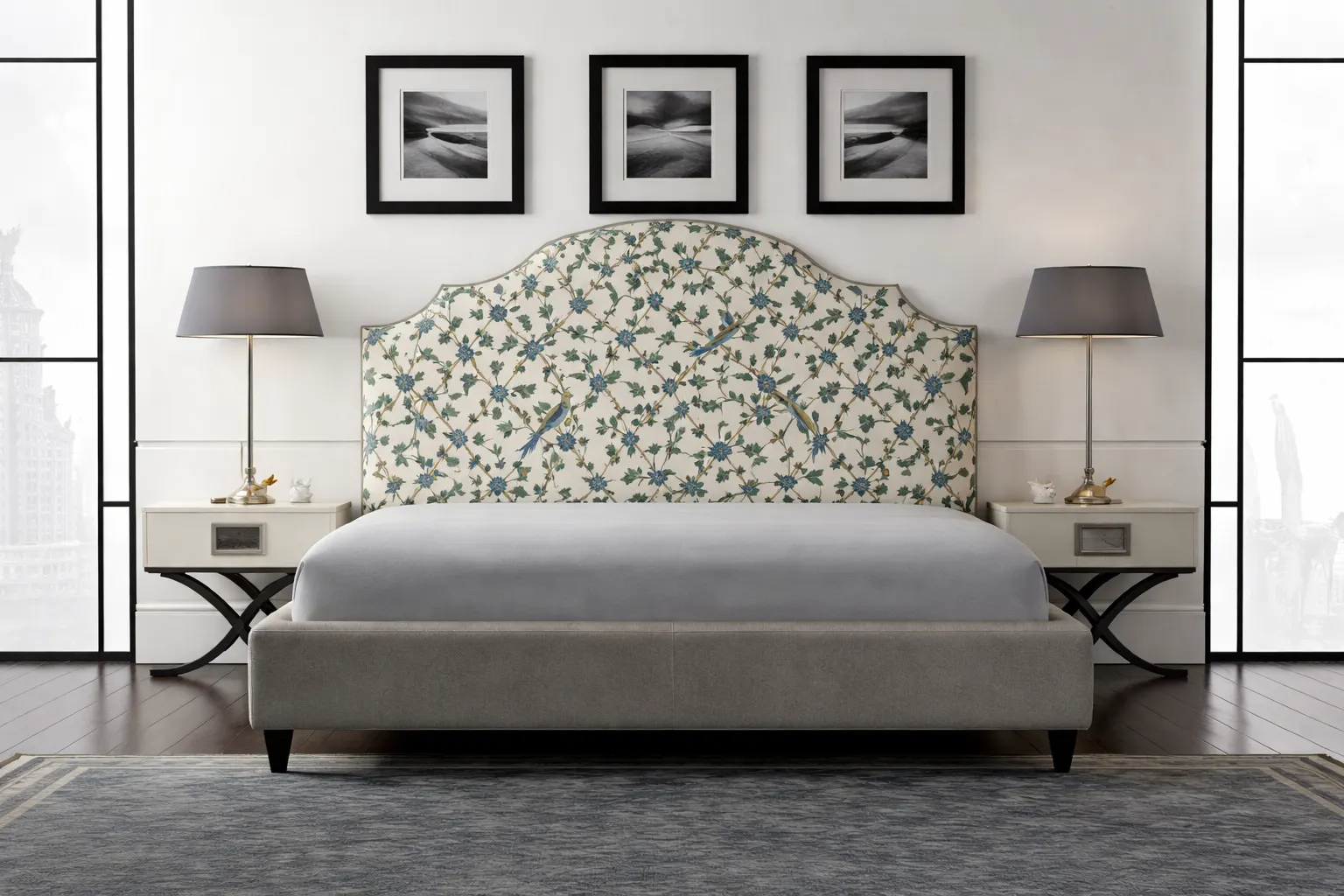 Testiera letto, finitura Tessuto floreale